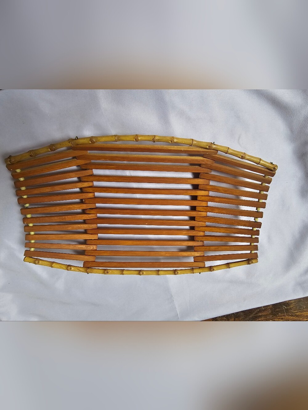 Vintage Bamboo Fruit Bowl/tray in Golden Brown